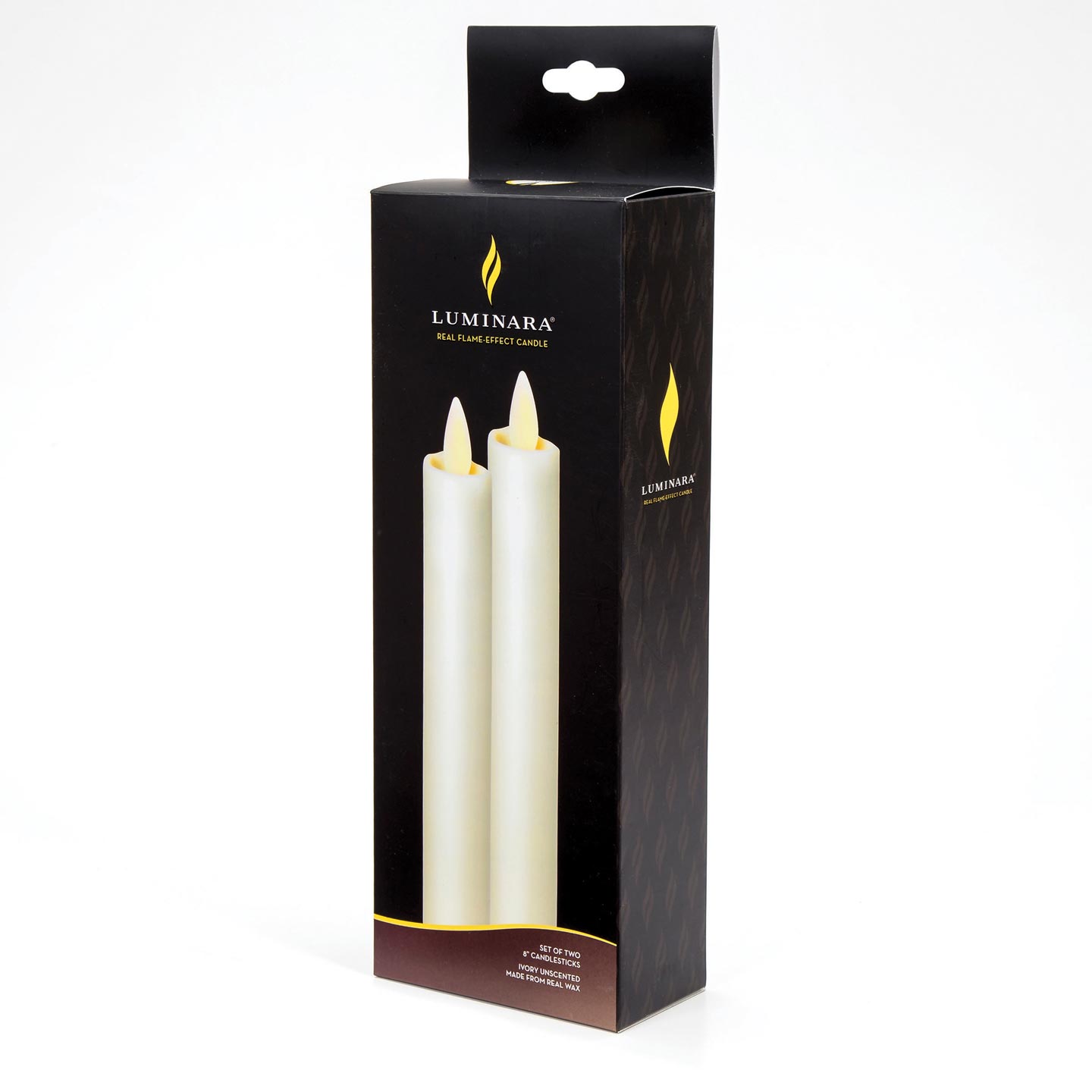 Set of 2 - Luminara 8 Inch Ivory Taper Candle - Timer and Remote Ready